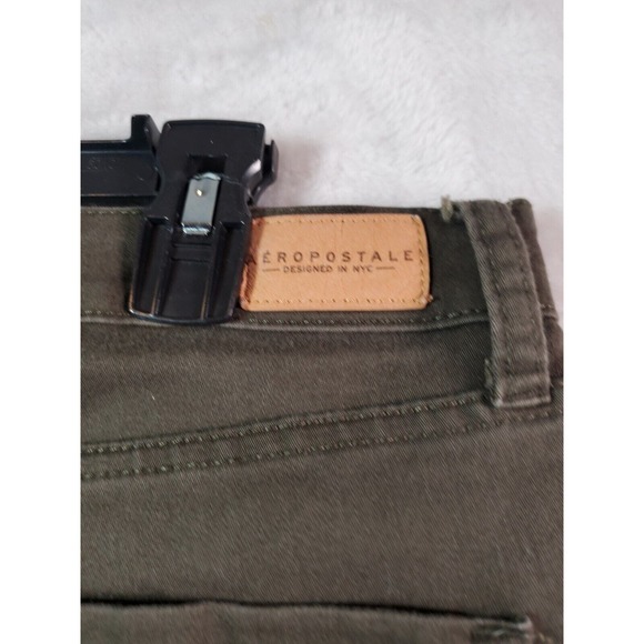 Aeropostale Pants Women Size 4 Green Pocket Straight Leg High Waisted Flat Front - Picture 6 of 7